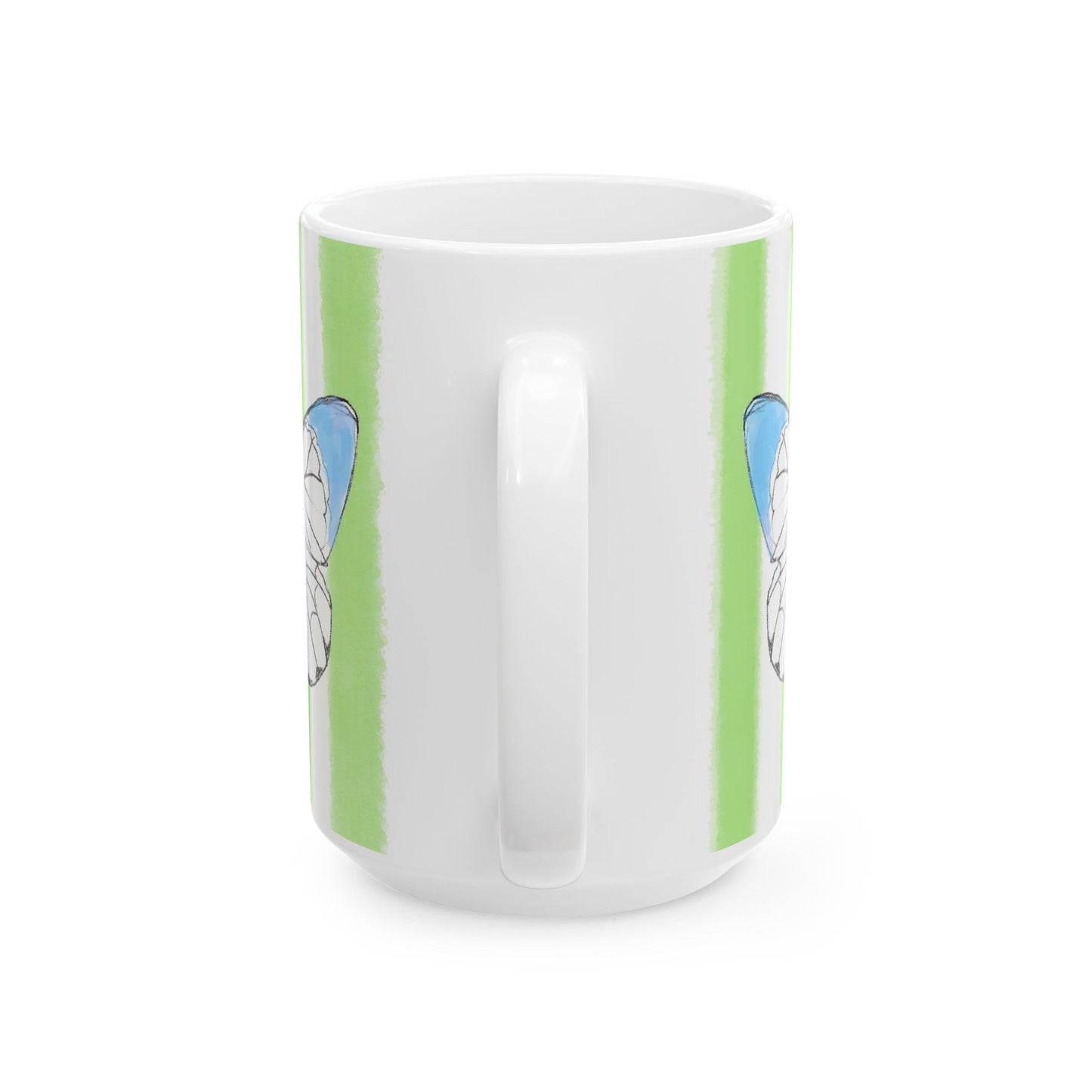 Butterfly Chroma Ceramic Mug in Aqua with Light Green Stripes