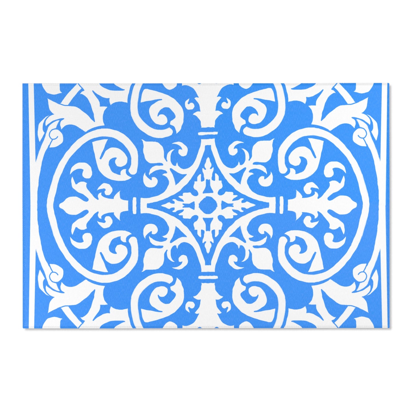 Scrollwork Indoor/Outdoor Rug Blue