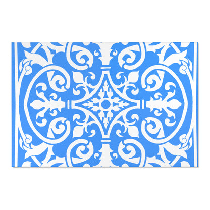 Scrollwork Indoor/Outdoor Rug Blue