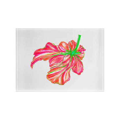 Dancing Tulips Acrylic Art Block Red Orange
