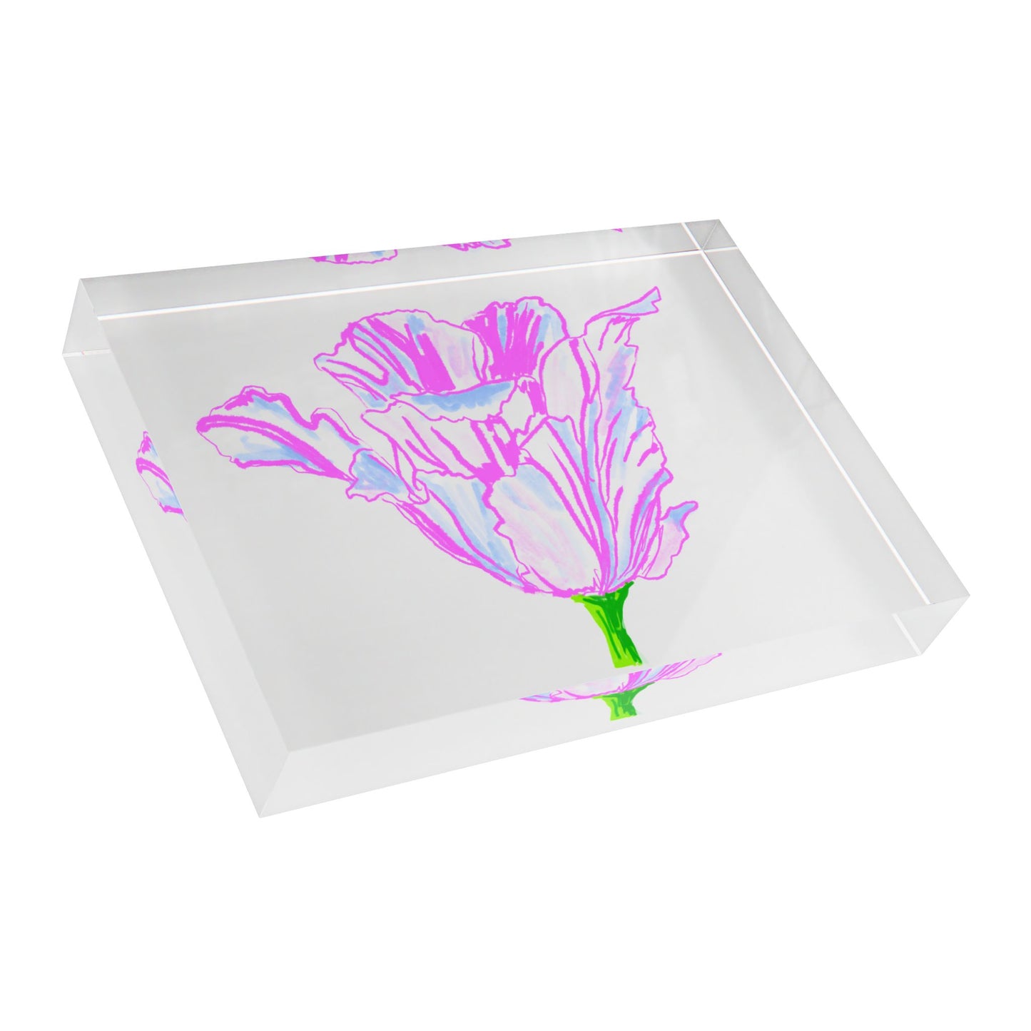 Dancing Tulips Acrylic Art Block Pink