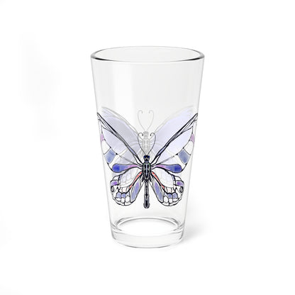 Mixing Glass, 16oz Butterfly Colorful Watercolor