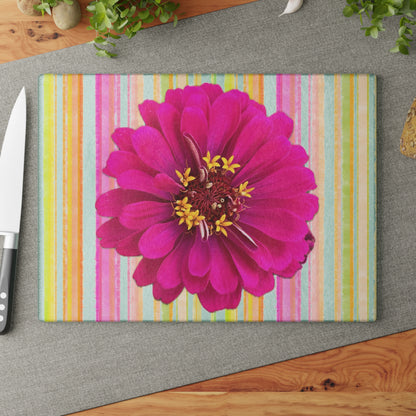 Glass Cutting Board Zinnia Fun