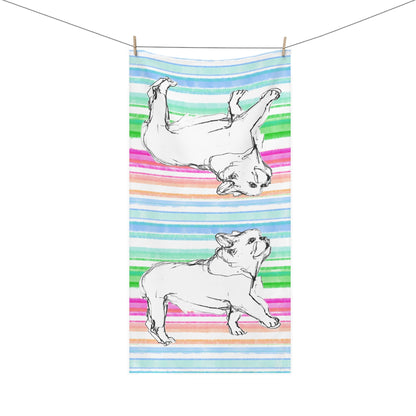 Dogi Fun, Bulldog with stripe Mink-Cotton Towel