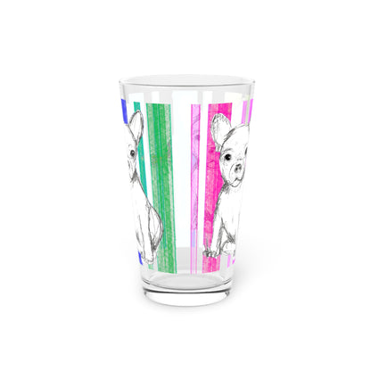 Dogi Butterfly Flutter Stripes Pint Glass, 16oz (Multi color)