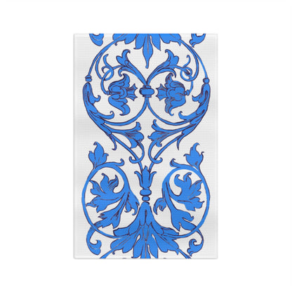 Dish Towels Microfiber Hand Drawn Scrollwork Blue
