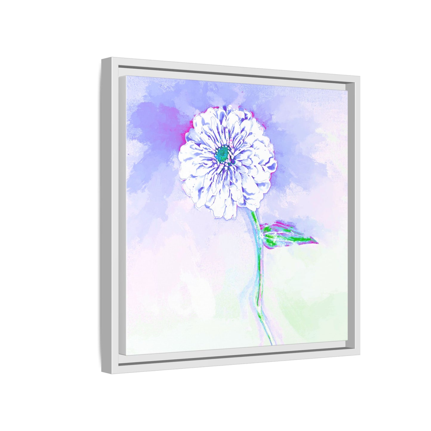Zinnia Color Splash Matte Canvas Periwinkle Framed