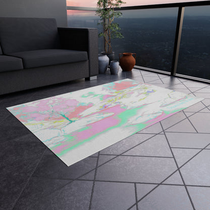 Inspirational Landscapes Indoor/Outdoor Area Rug "Dreams keep us alive", blues and pinks