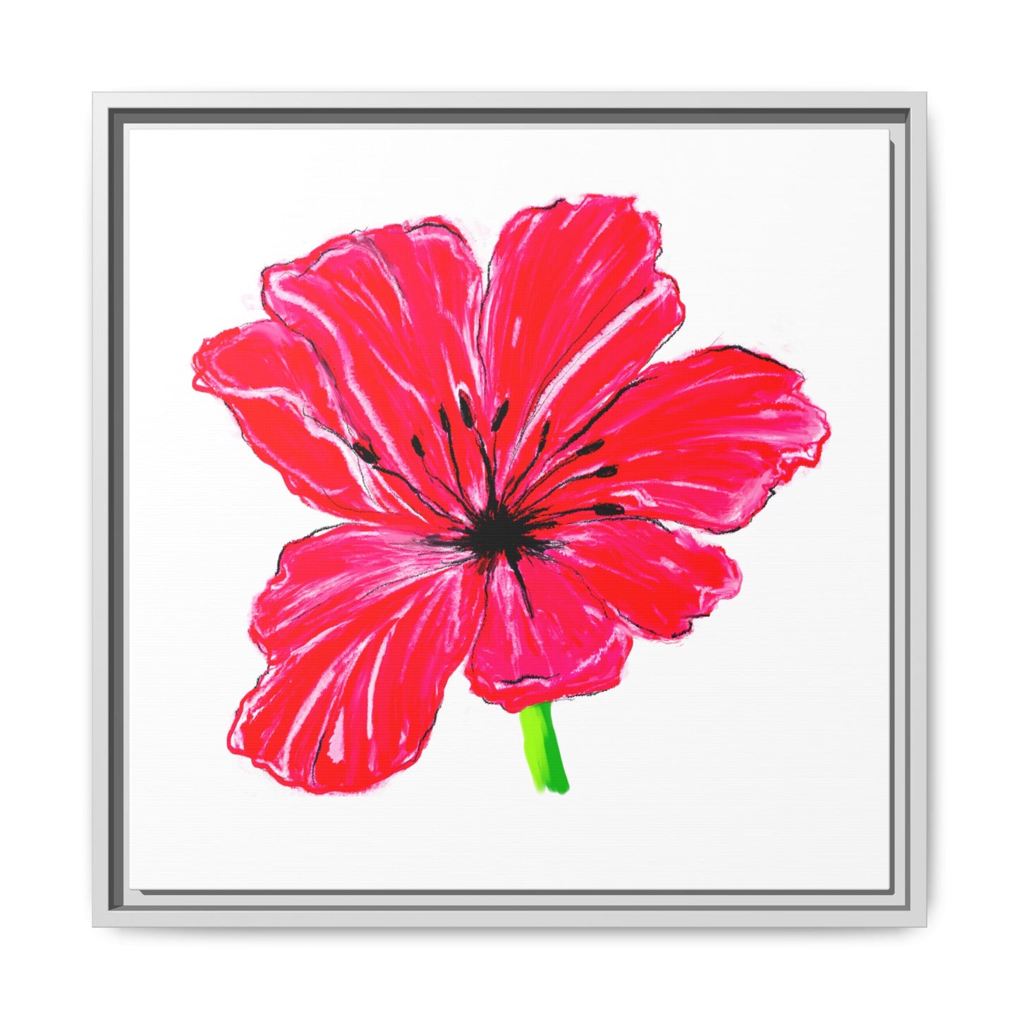 Dancing Tulips Matte Canvas, Framed  Red