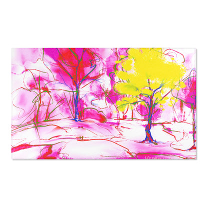 Inspirational Landscapes Indoor Rug in Red, "It's never too late" Pink, and Yellow