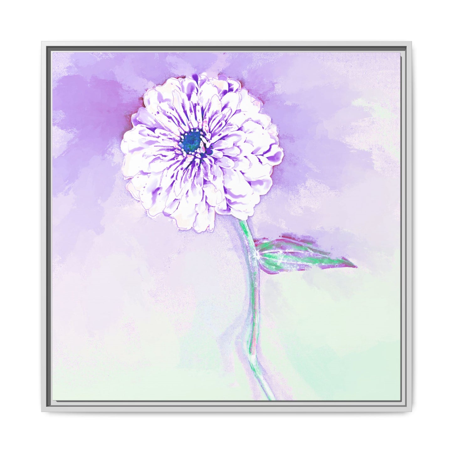 Zinnia Color Splash Matte Canvas Light Purple Framed