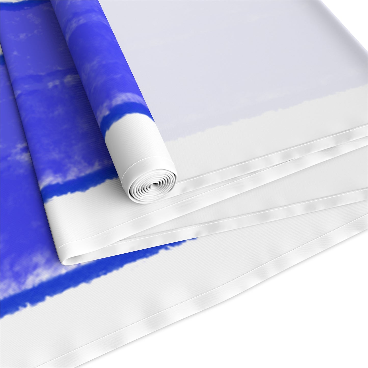 Mega Stripe Table Runner (Cotton Creamy White, Poly Bright White) Royal Blue
