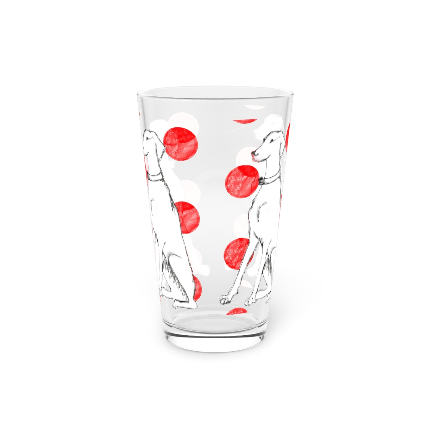 Dogi Fun and Polka Dots Pint Glass in Red, Dalmatian, 16oz