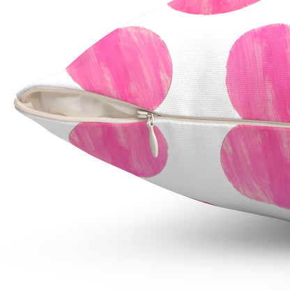 Polka Dot Palette Polyester Square Pillow Raspberry