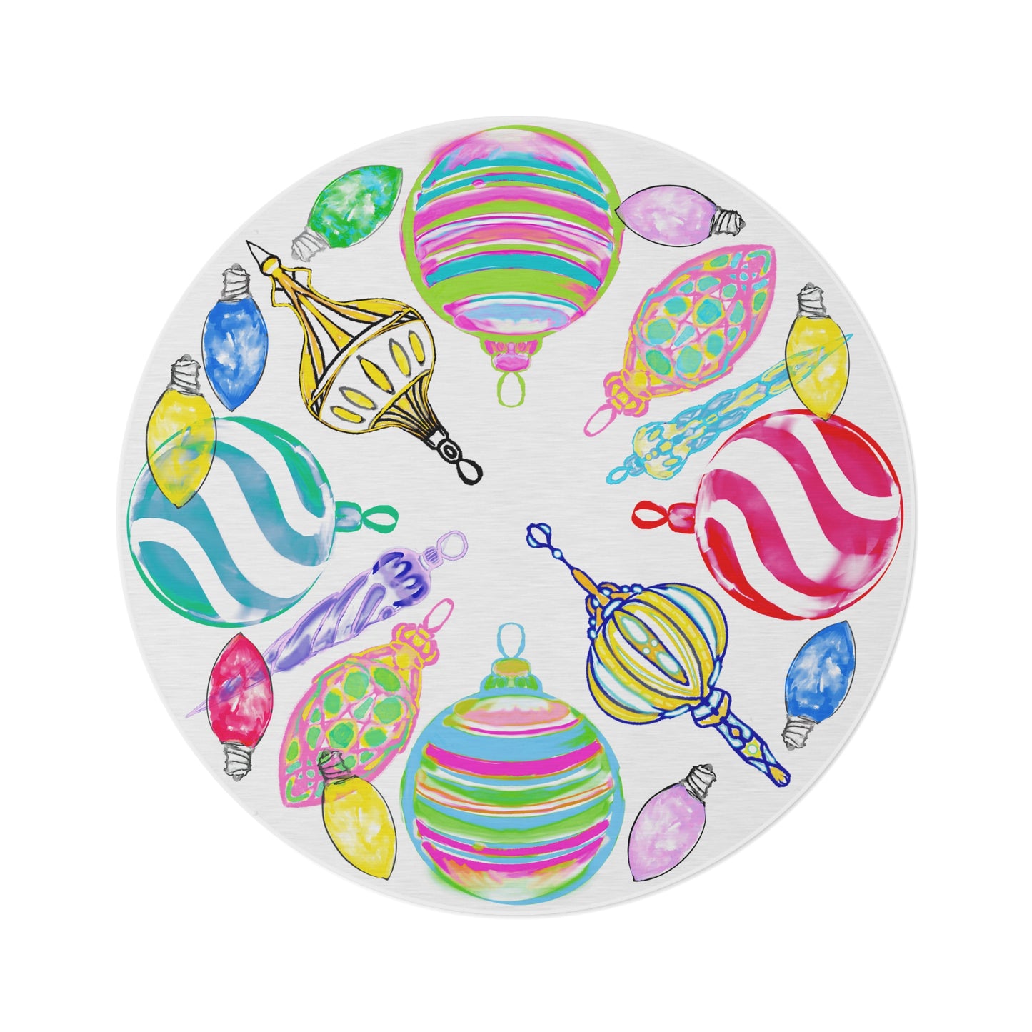 Rugs Christmas Watercolor Ornaments Round