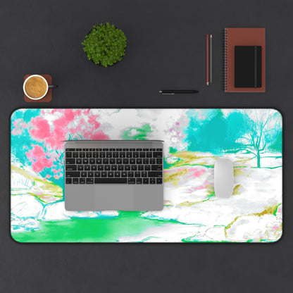 Joyful Landscapes Desk Mat, Aqua, Green, Raspberry