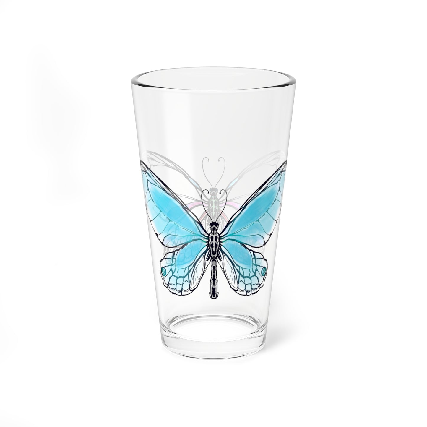 Mixing Glass, 16oz Butterfly Colorful Watercolor