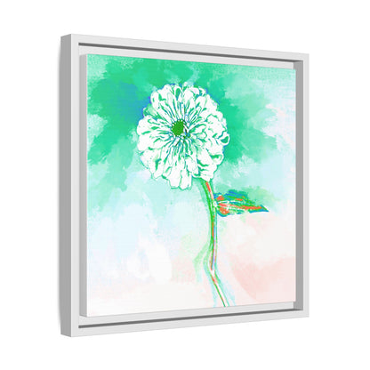 Zinnia Color Splash Matte Canvas Green Framed