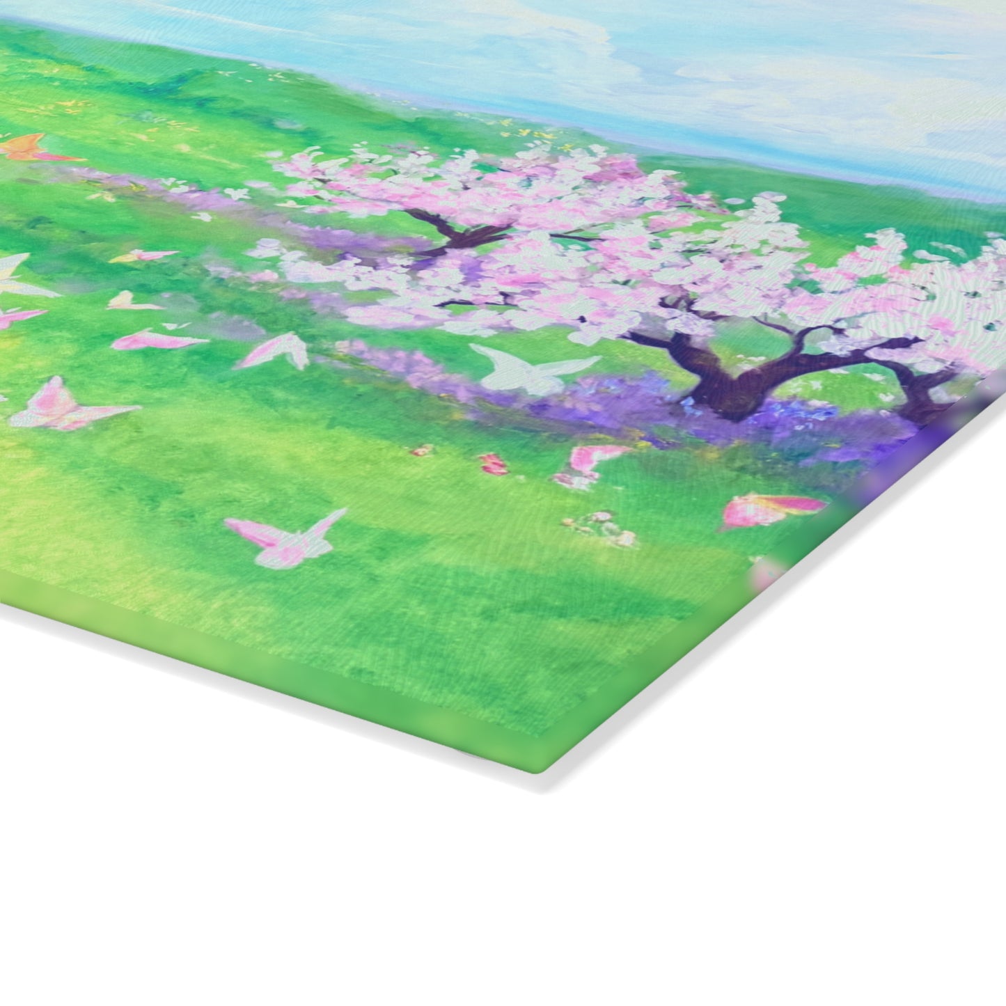 Glass Cutting Board Watercolor Landscape