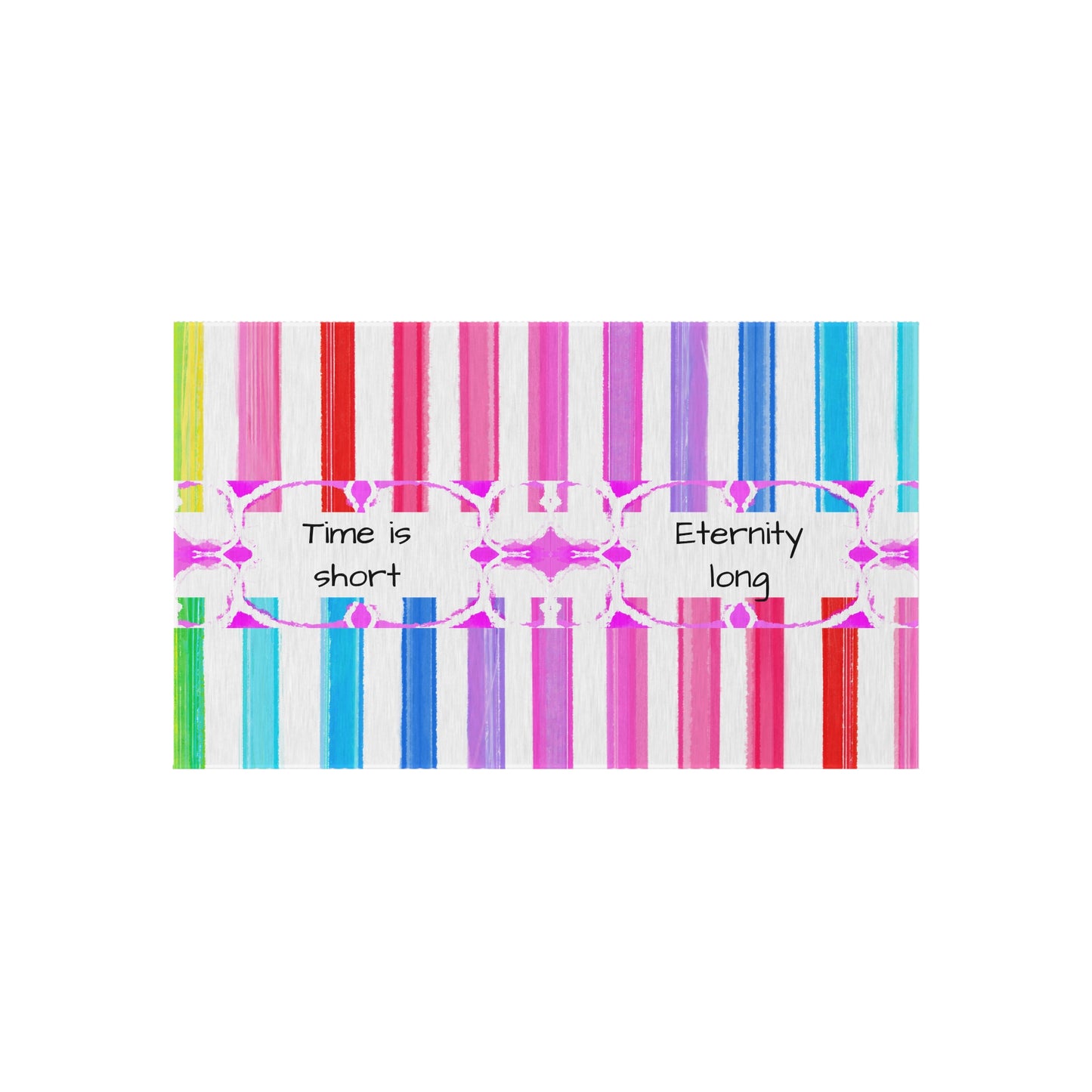 Watercolor Stripes Indoor/Outdoor Rug "Time is short, eternity long"