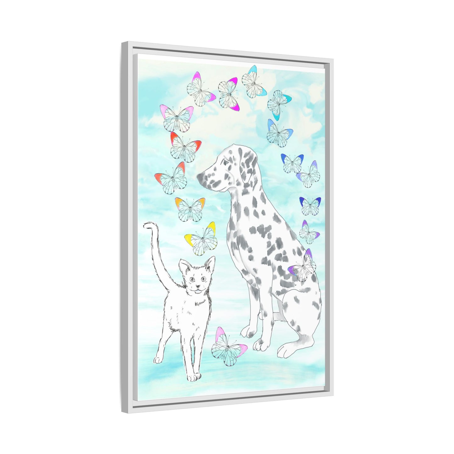 Butterfly Chroma Friendship Matte Canvas, Framed  (White)