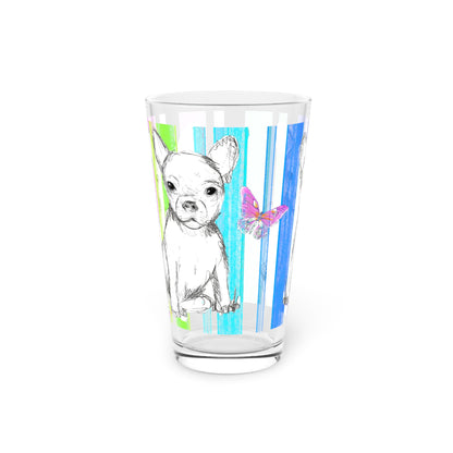 Dogi Butterfly Flutter Stripes Pint Glass, 16oz (Multi color)