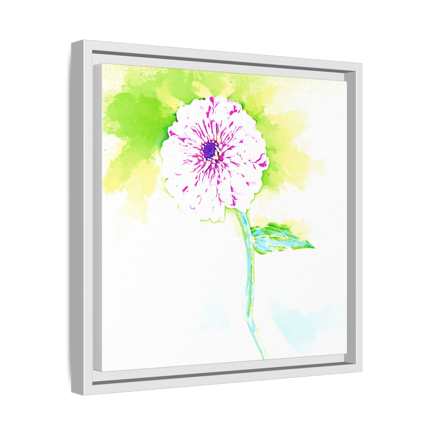 Zinnia Color Splash Matte Canvas Yellow Framed