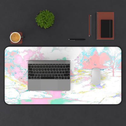 Joyful Landscapes Desk Mat, Soft  Pink, Green