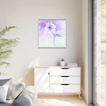 Zinnia Color Splash Matte Canvas Lilac Framed