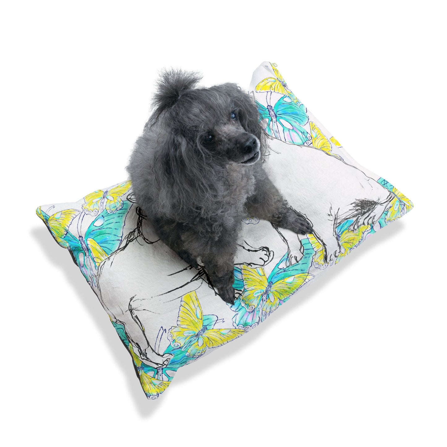Dogi Butterfly Flutter Pet Bed, Yellow and Aqua