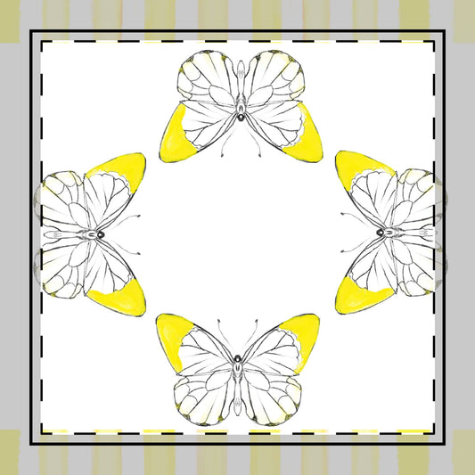 Butterfly Chroma Stripes, Poly Twill Napkin, Yellow, Fabric Background Bright White