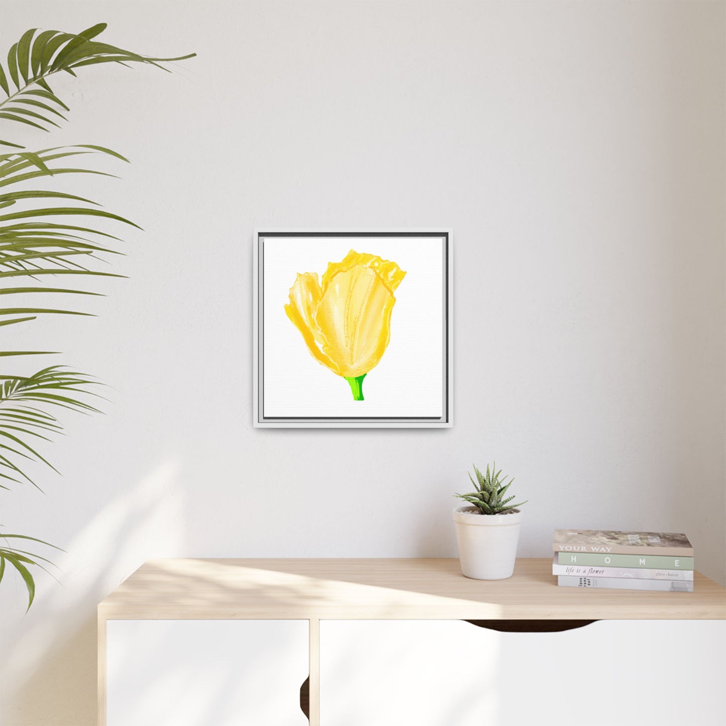 Dancing Tulips Matte Canvas, Framed Yellow