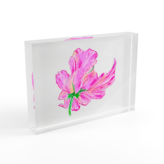 Dancing Tulips Acrylic Art Block Raspberry Pink