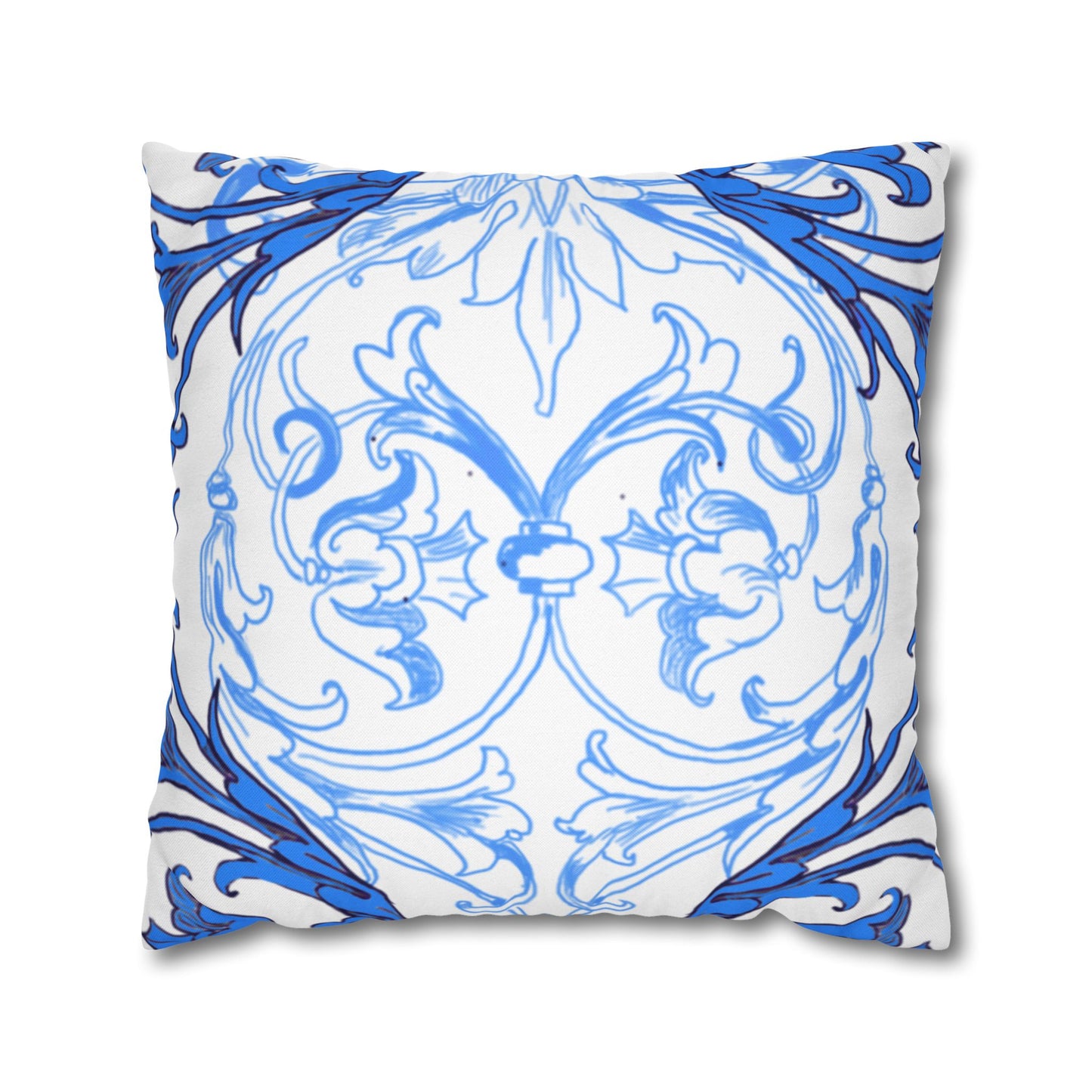 Blue and White Porcelain Square Pillowcase