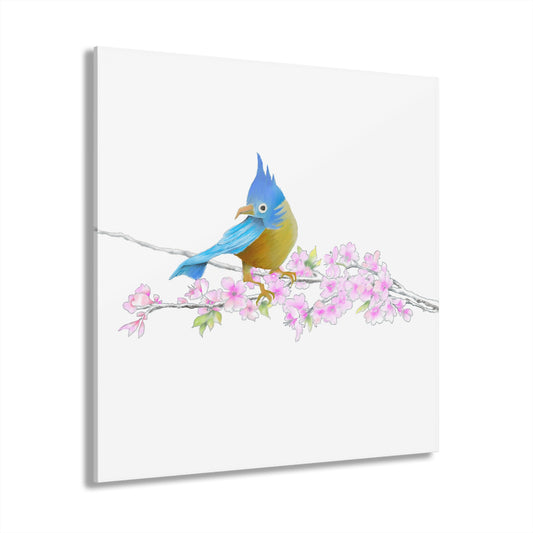 Jolly Birds Acrylic Prints (French Cleat Hanging) blue