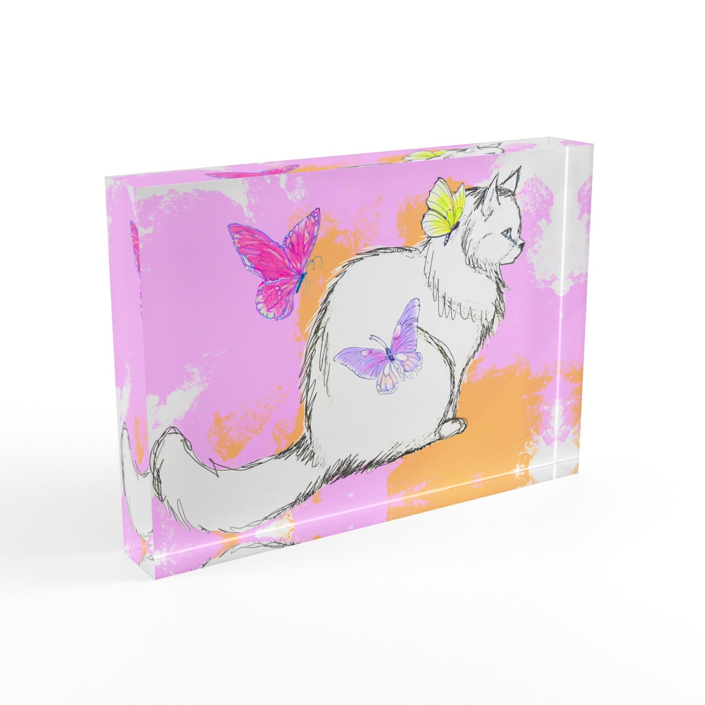 Kitty Flutter Acrylic Block