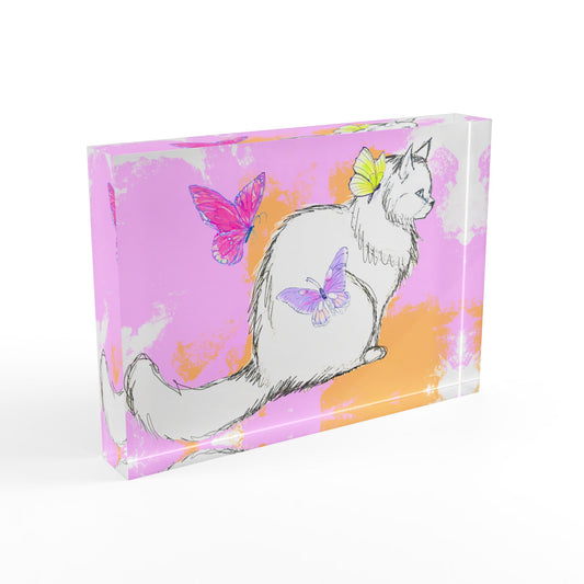 Kitty Flutter Acrylic Block