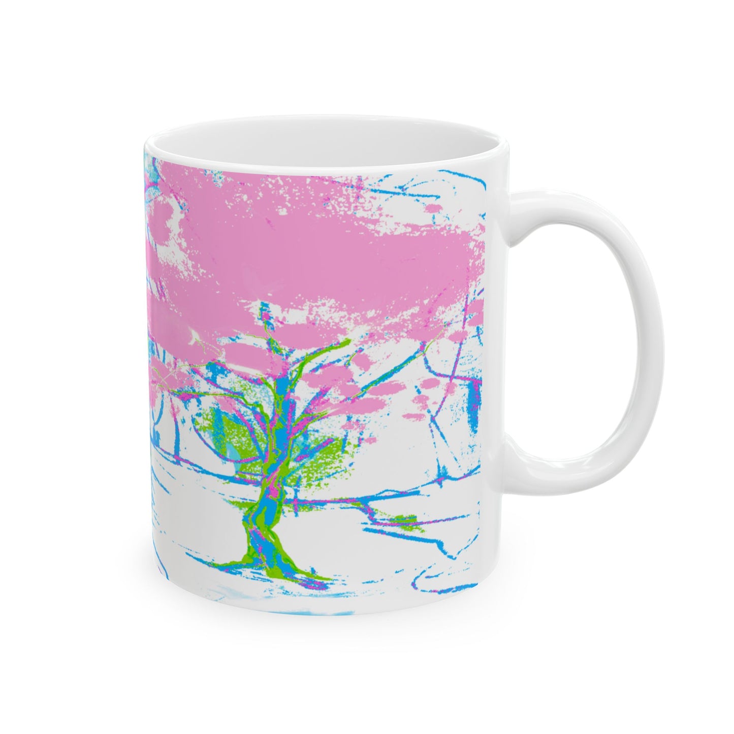 Joyful Landscapes Ceramic Mug in Blue and Purple, 11oz, 15oz
