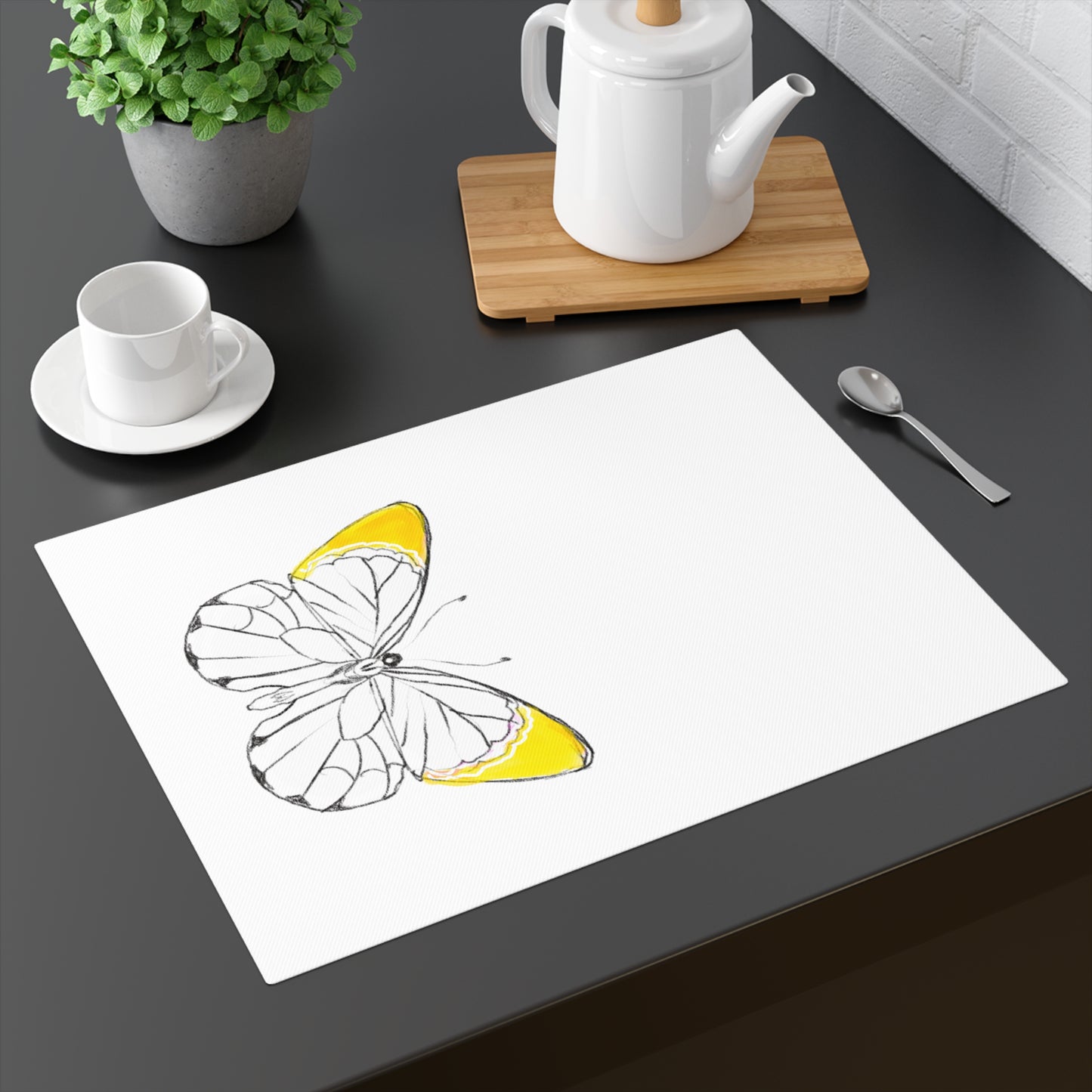 Placemat, 1pc Lucy Butterfly Golden Yellow