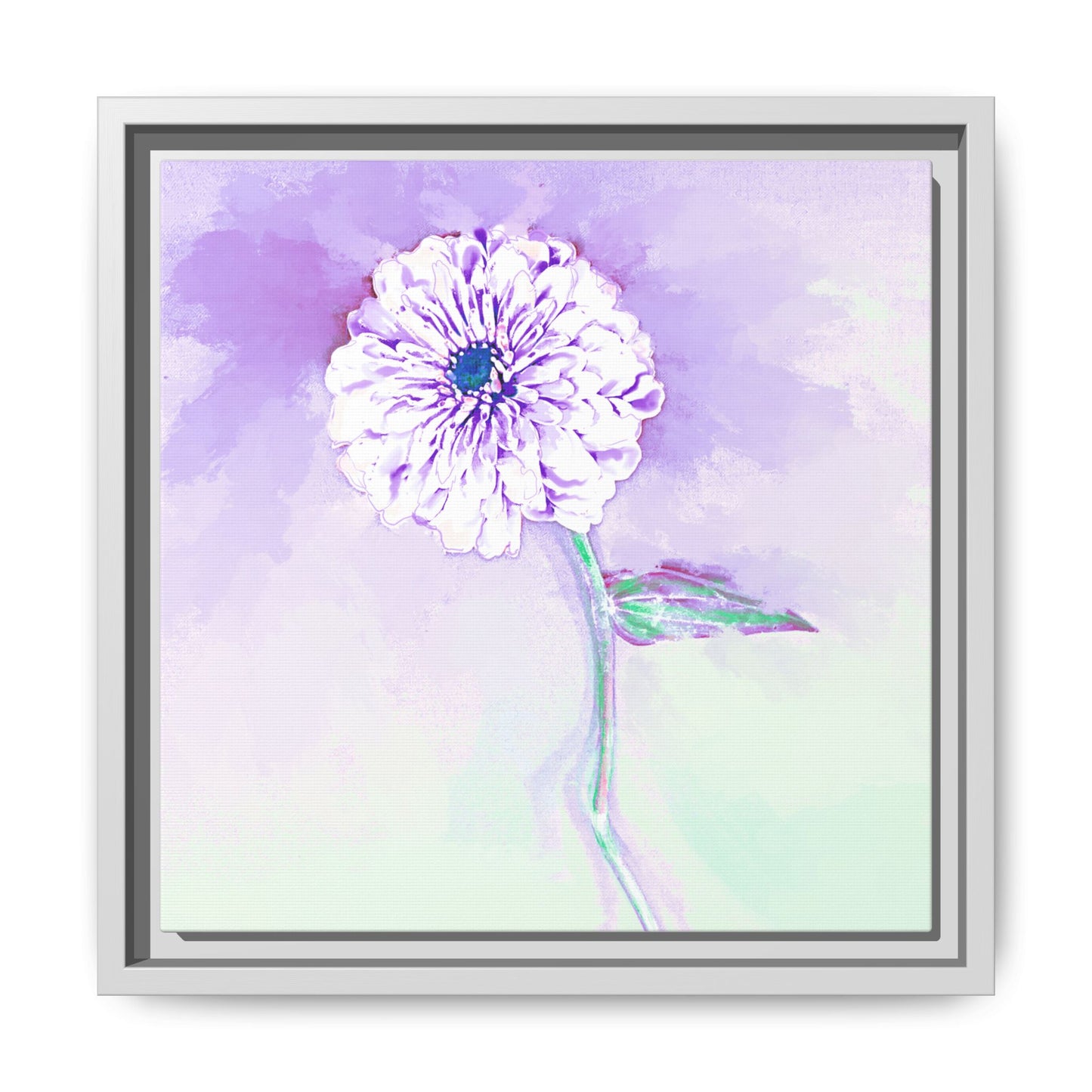 Zinnia Color Splash Matte Canvas Lilac Framed