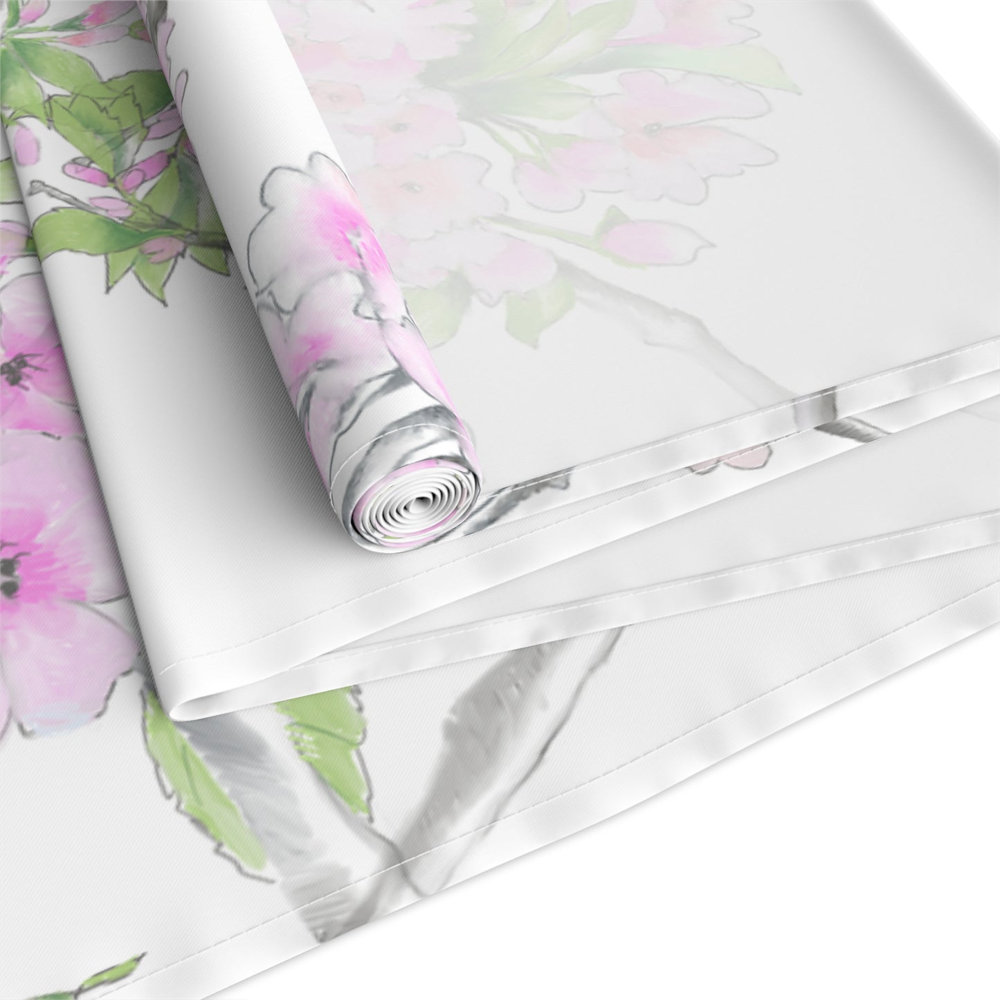 Butterfly Blossom Romp Table Runner (Cotton, Creamy White, Poly, Bright White) 16"x 90"