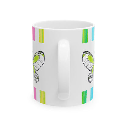 Mugs Butterfly Rainbow Stripe Ceramic Mug in Lime