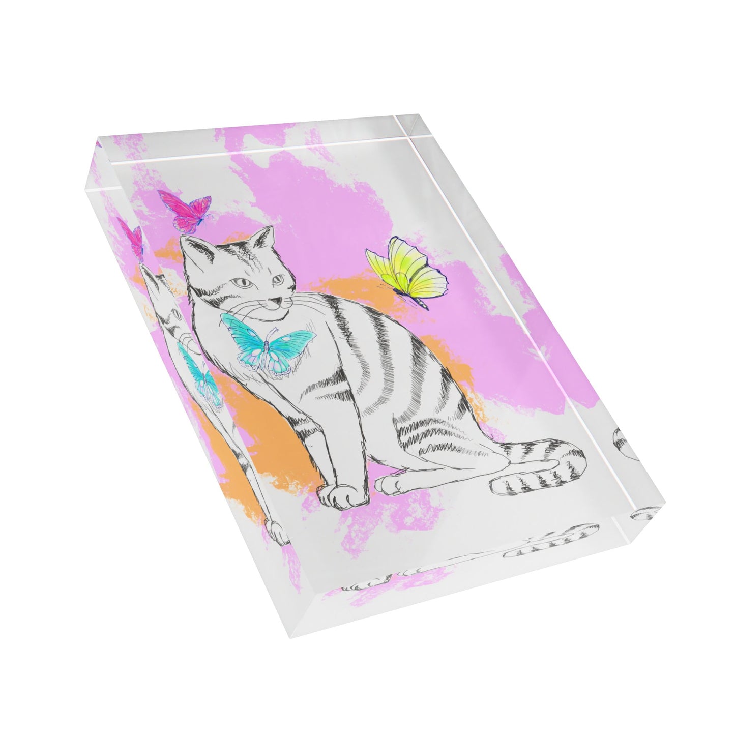 Kitty Flutter Acrylic Block