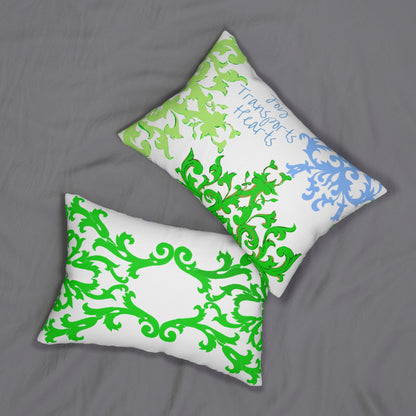 Scrollwork  Spun Polyester Lumbar Pillow "Joy Transports Hearts"