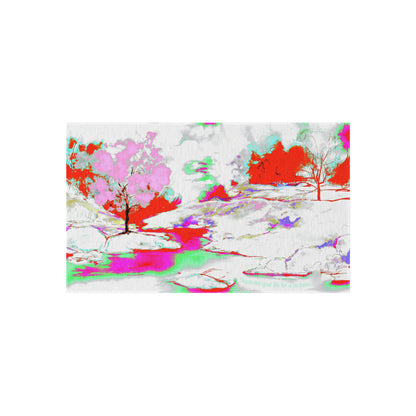 Inspirational Landscapes Indoor/Outdoor Rug, "Squander your life for a purpose", Red and Pink Non-slip