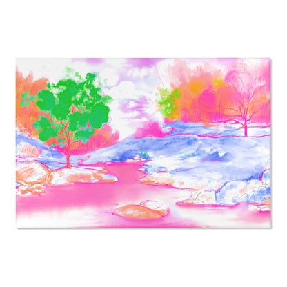 Joyful Landscapes Indoor Area Rug, Raspberry Pink and Green