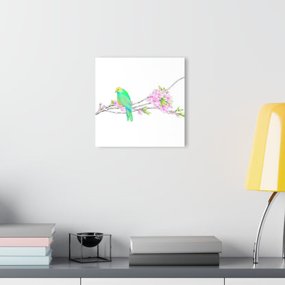 Jolly Birds Acrylic Prints (French Cleat Hanging) bright green