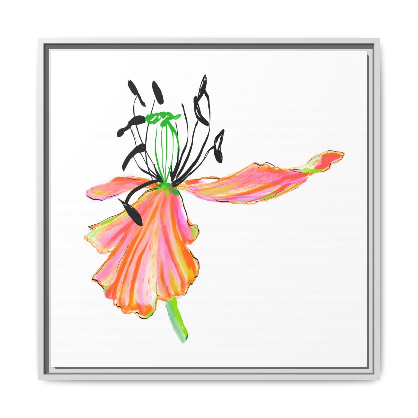 Dancing Tulips Matte Canvas, Framed (Multi-color) Orange