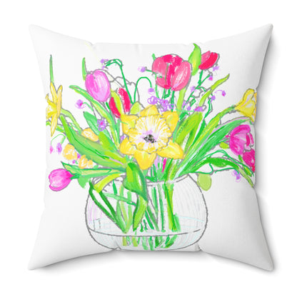 Polyester Euro Square Pillow Joyful Blooms