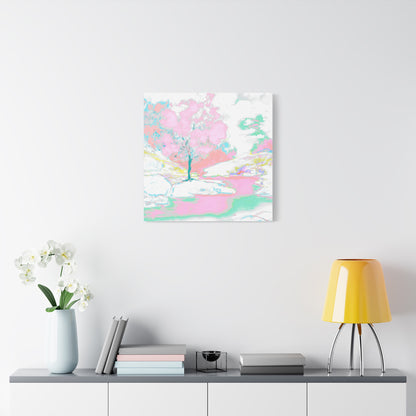 Joyful Landscape Matte Canvas, Stretched, 1.25" Light Pink. Mint Green